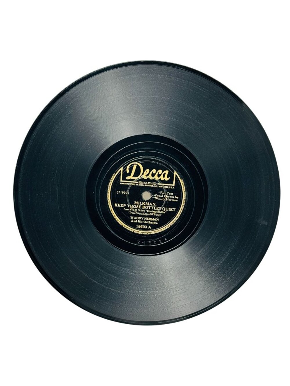 Woody Herman Milkman Keep Those Bottles Quiet 10in Shellac 78rpm Decca 18603 VG+